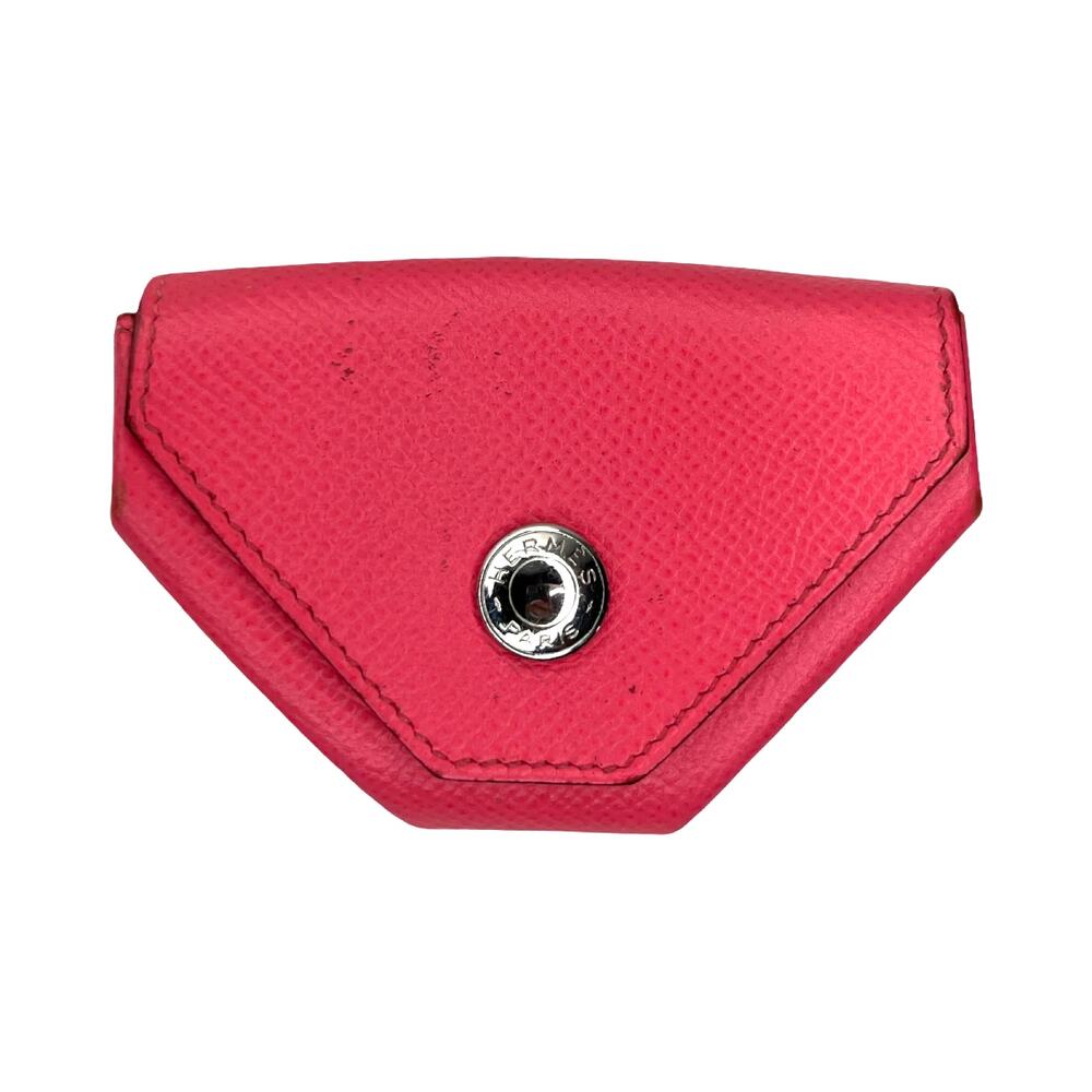 Hermes Bastia Coin Purse Wallet Pink Epsom Leather Snap France Small